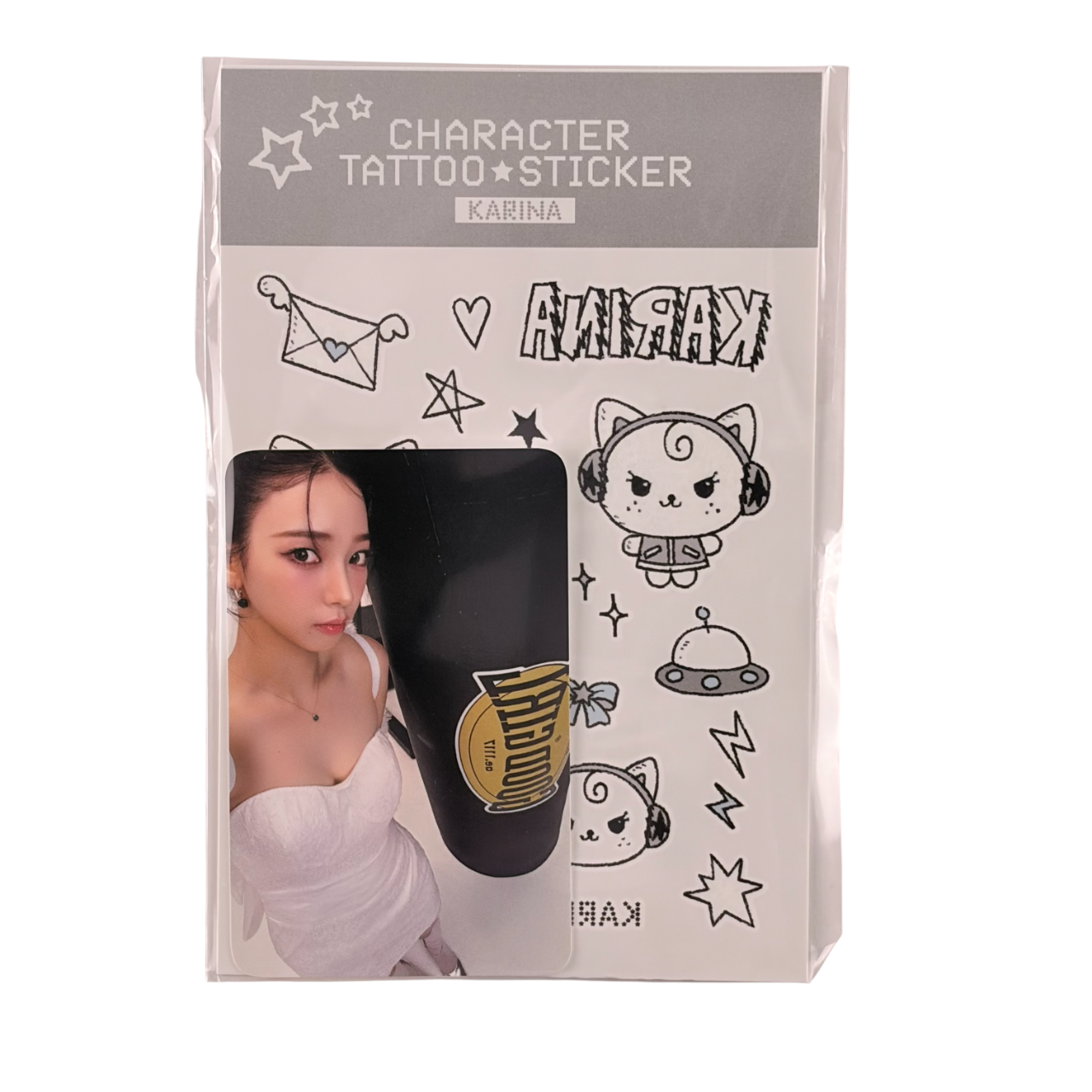 aespa Official Photocard + Tattoo sticker aeXIS LINE Official KARINA
