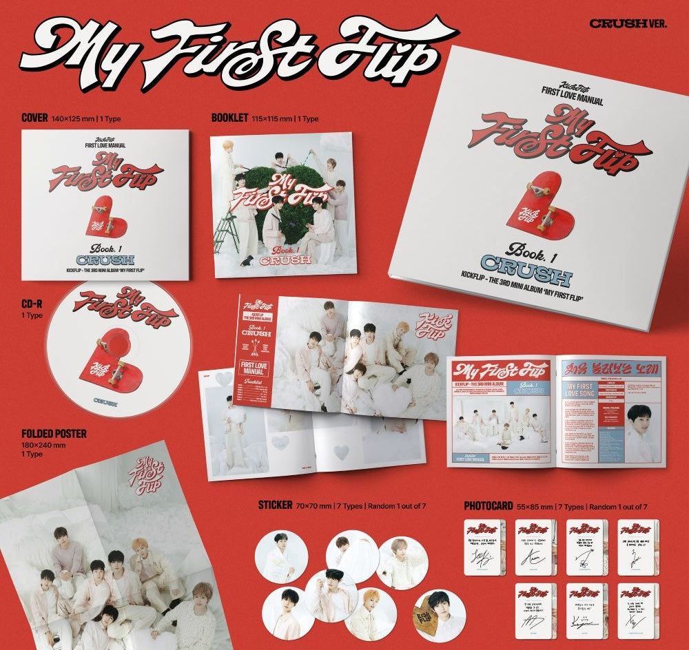 KickFlip – My First Flip (DIGIPACK / CRUSH Ver.) Album + Photocard + Poster + Sticker