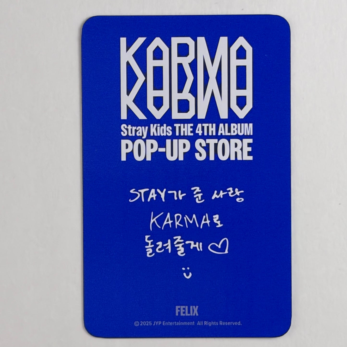 Stray Kids Felix Karma Pop-up Store Official Photocard