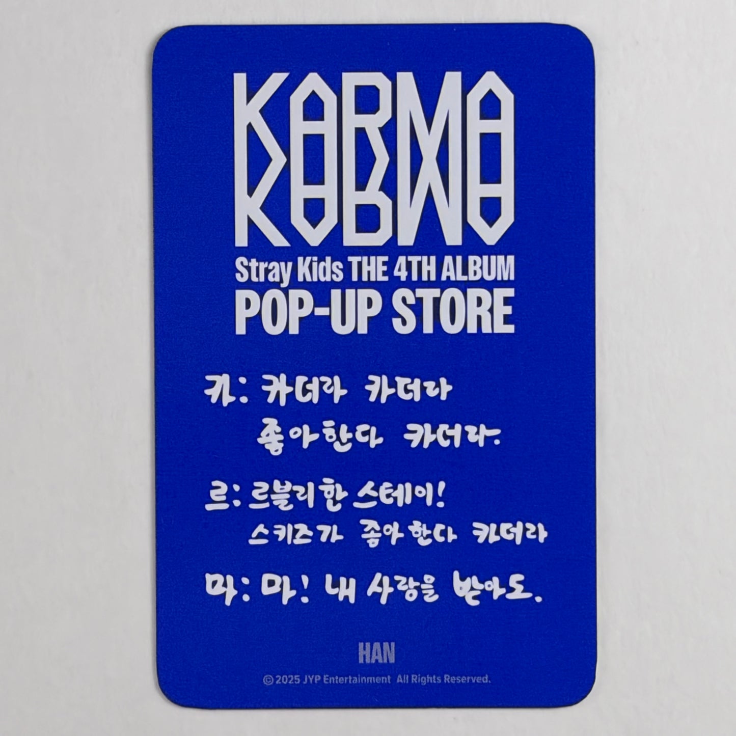 Stray Kids HAN Karma Pop-up Store Official Photocard