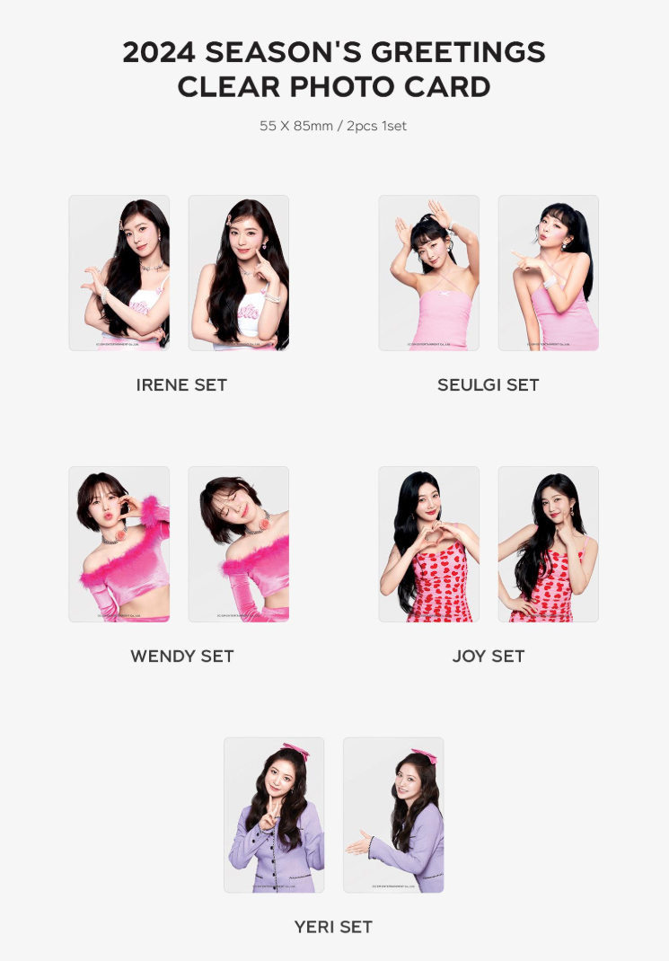 Red Velvet 2024 SEASON'S GREETINGS CLEAR PHOTO CARD IRENE