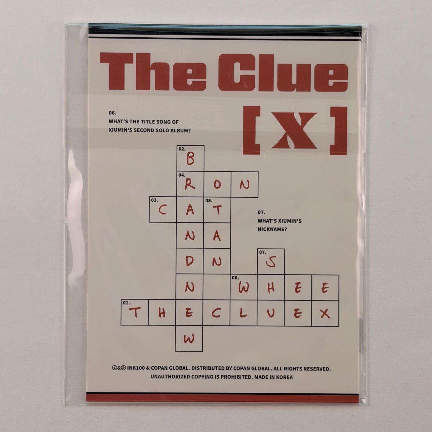 Xiumin EXO Official Mini Puzzle Net 2026 Season’s Greetings The Clue X
