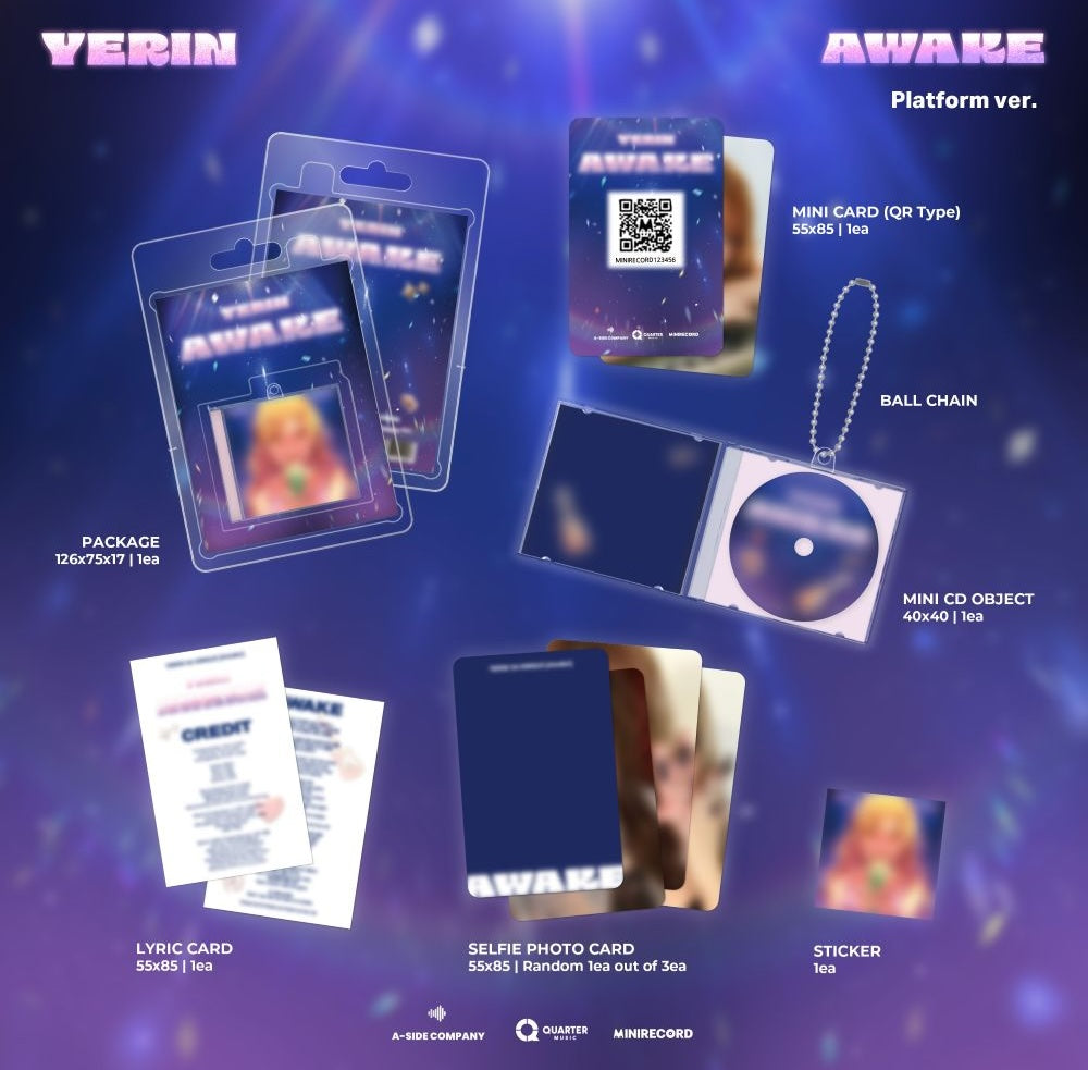 YERIN – Awake Mini Album | CD Object + Photocard + QR Card | Brand New Sealed