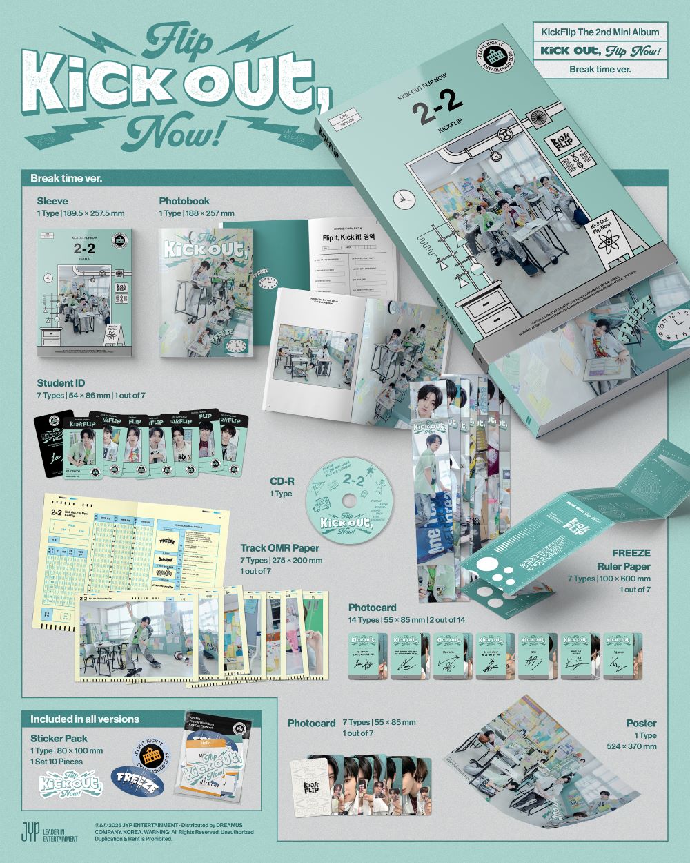 KickFlip – Kick Out, Flip Now! [Break Time Ver.] | KPOP Album – Photobook, Photocards, OMR Sheet
