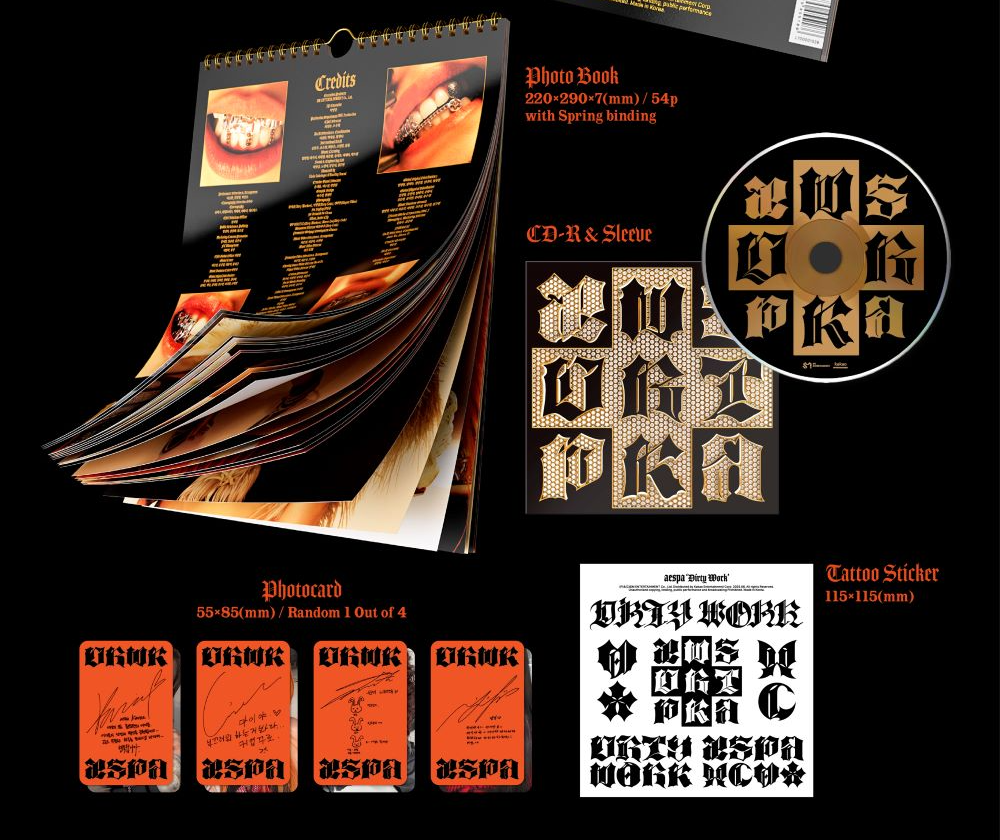 aespa - Single [Dirty Work] (Dirty Worker Ver.) CD + 54p Photobook + Photocard + Sticker