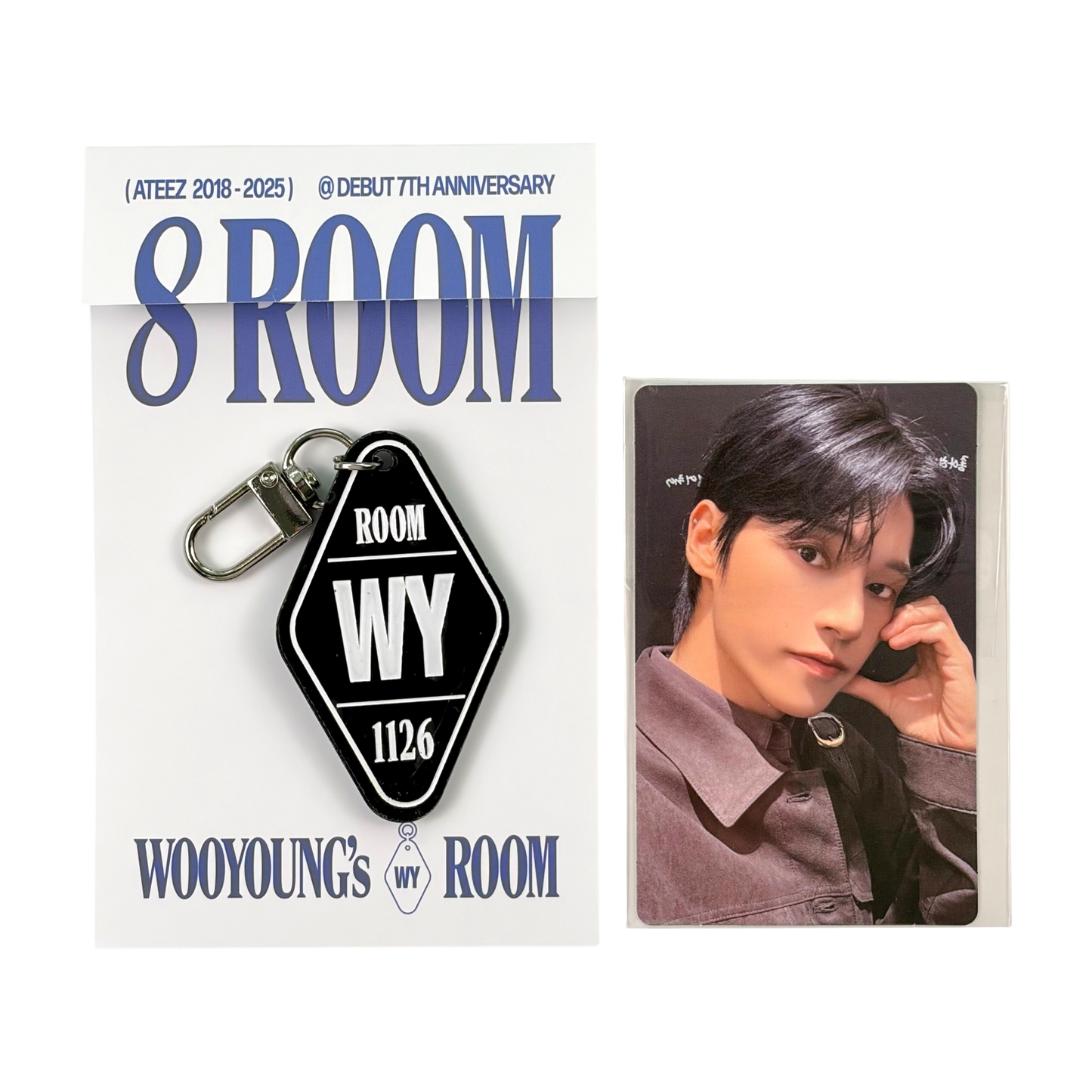 ATEEZ WOOYOUNG - POP-UP '8ROOM' Official KEYRING (Keyring + Photocard)
