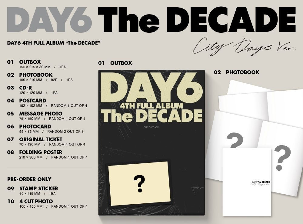 DAY6 – The DECADE (City Day6 Ver.) CD + Photobook + Random Photocard