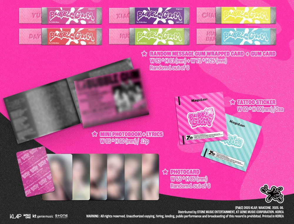 Kep1er – 7th Mini [BUBBLE GUM] (RUSH Ver.) CD + Photobook + Photocard + Keyring
