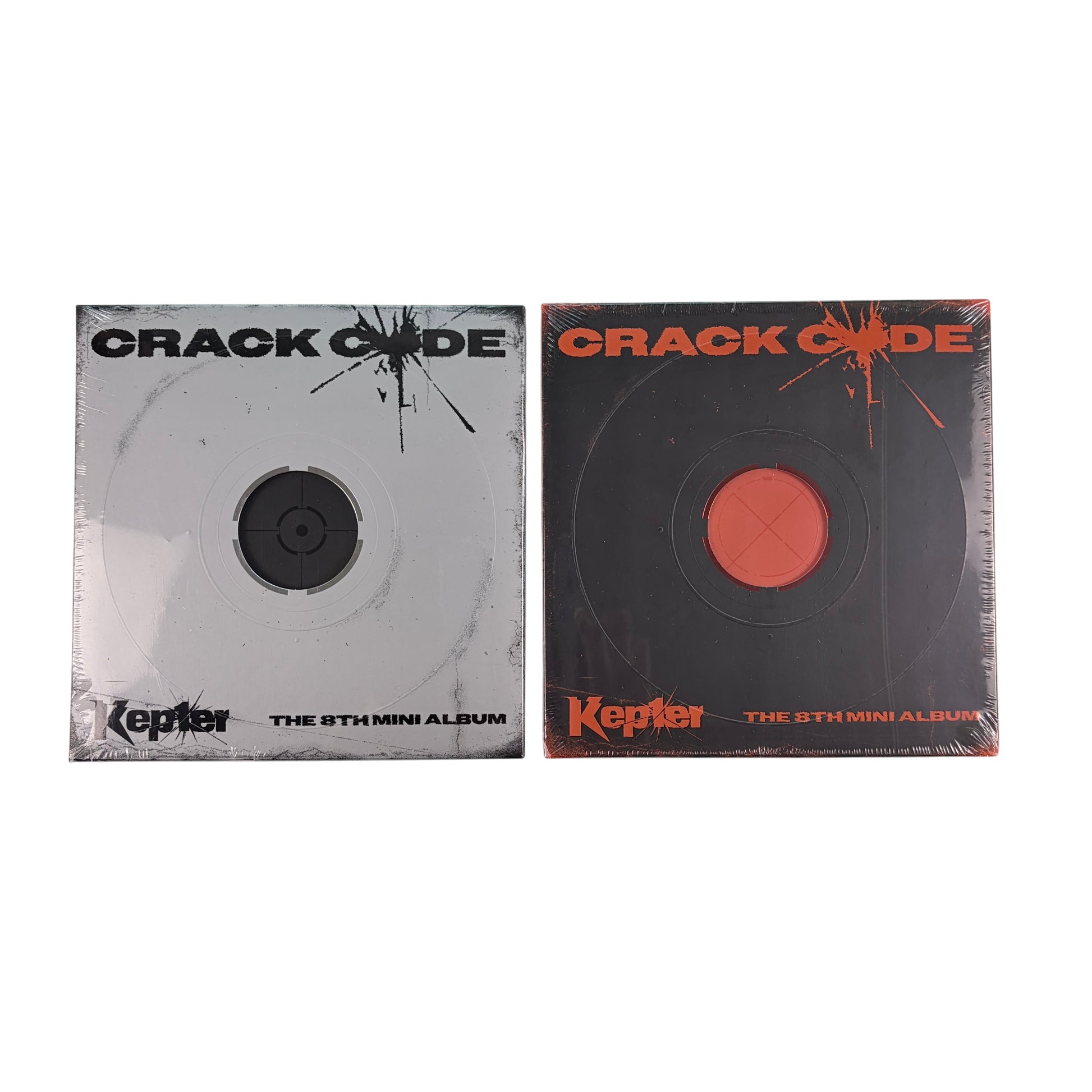 Kep1er CRACK CODE album with photobook, CD, folded poster, photocards, and bookmark.