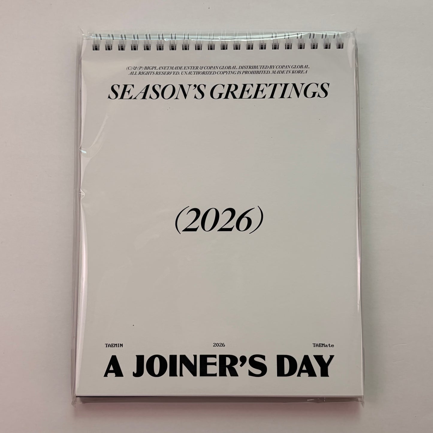 Taemin SHINee Official Desk Calendar 2026 Season’s Greetings A Joiner’s Day