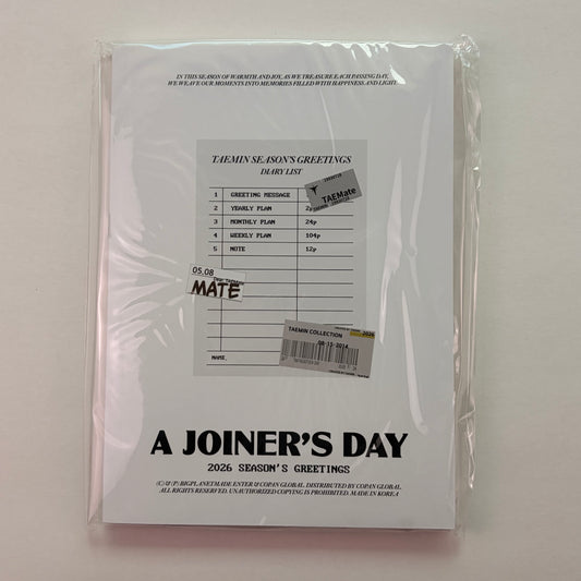 Taemin SHINee Official DIARY 2026 Season’s Greetings A Joiner’s Day