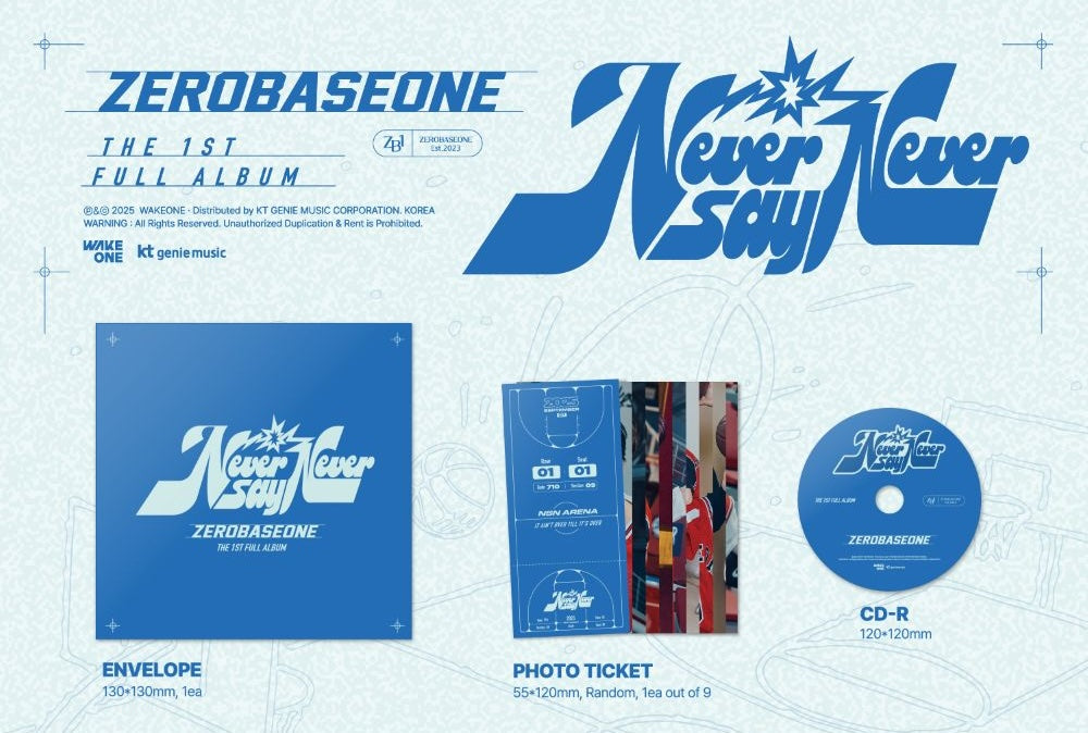 ZEROBASEONE (ZB1) – 1st Full Album [NEVER SAY NEVER] (SLAM DUNK Ver.) CD + Photocards + Postcards