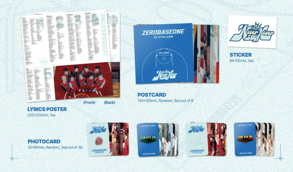 ZEROBASEONE (ZB1) – 1st Full Album [NEVER SAY NEVER] (SLAM DUNK Ver.) CD + Photocards + Postcards